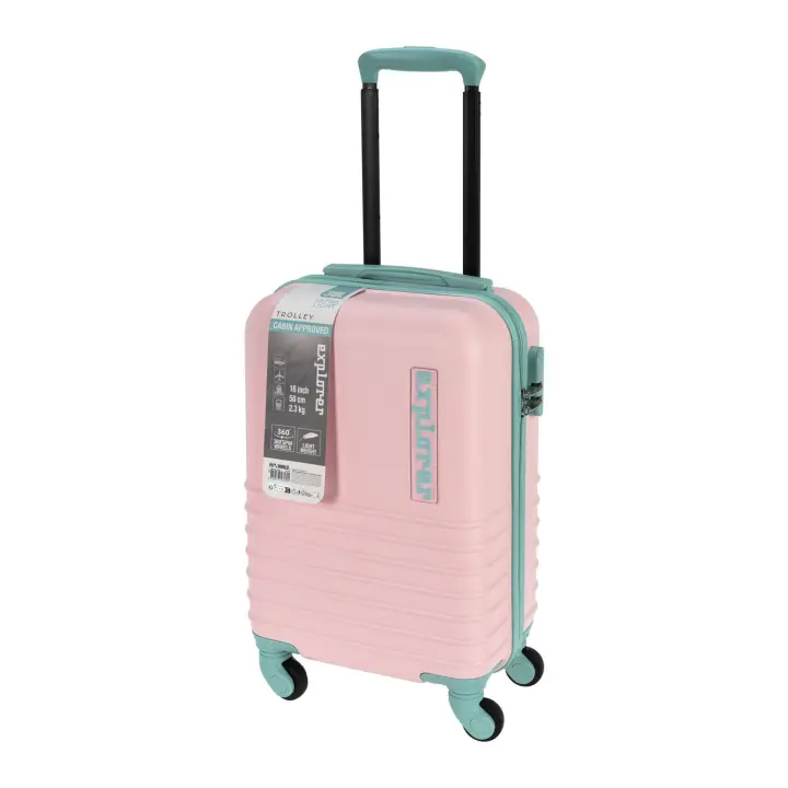 Well Home Maleta en abs 4 ruedas color menta y rosa 33,5x22x53cm - 1