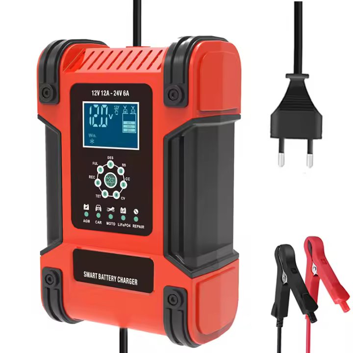 Cargador De Batería De Coche Automático Inteligente 12A Gran Potencia Para Coche Y Camión 12V 24V Desulfurador De Batería - 1