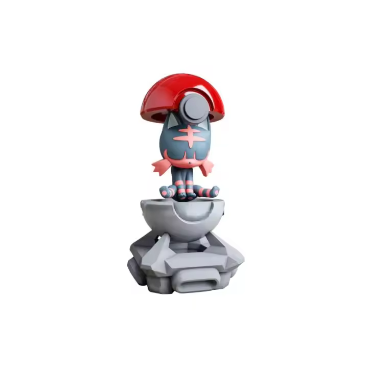 Figura Litten en la Pokeball impresa en 3d Figura Litten en la Pokeball Pokemon   Impreso en 3d - 1