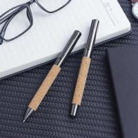Juego De Bolígrafos De Acero Con Patrón De Madera De Guayaba Y Bolígrafo De Rolera En Tinta Negra - Muestra Tu Estilo - details 1