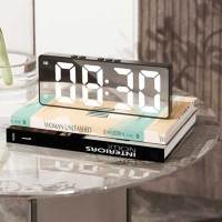 Reloj De Mesa Digital Con Espejo LED Alarma Snooze Pantalla De Mostrador Reloj Electrónico Para El Hogar Con Función De Temperatura - details 1