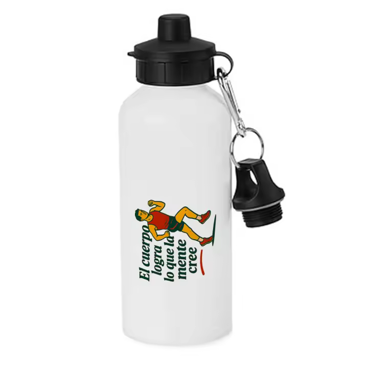MERCHANDMANIA Bidón deportivo 600 ml acero inoxidable con chupón frase motivadora gimnasio cuerpo mente logro esfuerzo botella escolar deporte bicicleta - 1
