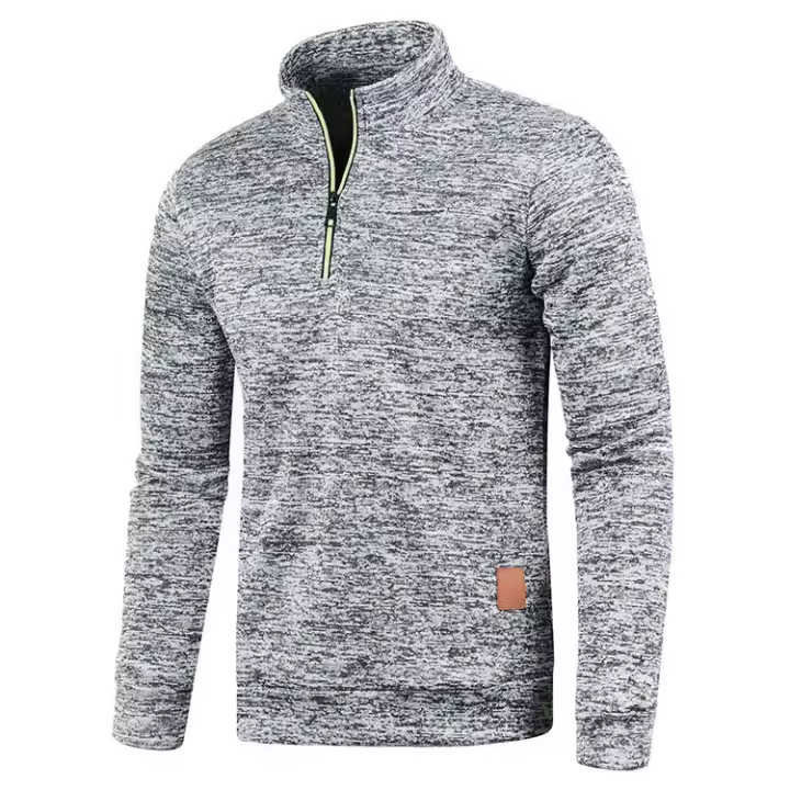 Sudadera De Punto De Polyester Para Hombre Con Cuello Alto Y Cremallera Media Casual Para El Día a Día Estación Primavera Otoño Sin Capucha - 1