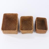 Cesta De Almacenamiento De Paja Tejida a Mano En Seagrass Caja De Frutas Para Picnic Caja De Almacenamiento De Cosméticos Decoración Del Hogar - details 3