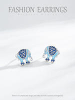 Zenyth-Pendientes de Elefante de Plata S925 with microdiamantes, estilo Femenino, Con personalidad Creative, pendientes de esmalte animal. - details 0