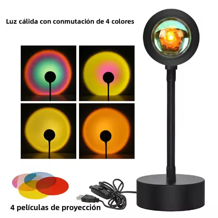 Lámpara De Noche USB Proyector De Puesta De Sol Luz Portátil Para Decoración De Hogar Sala De Estar Iluminación De Ambiente Neón Para Fotografía De Pared - 1