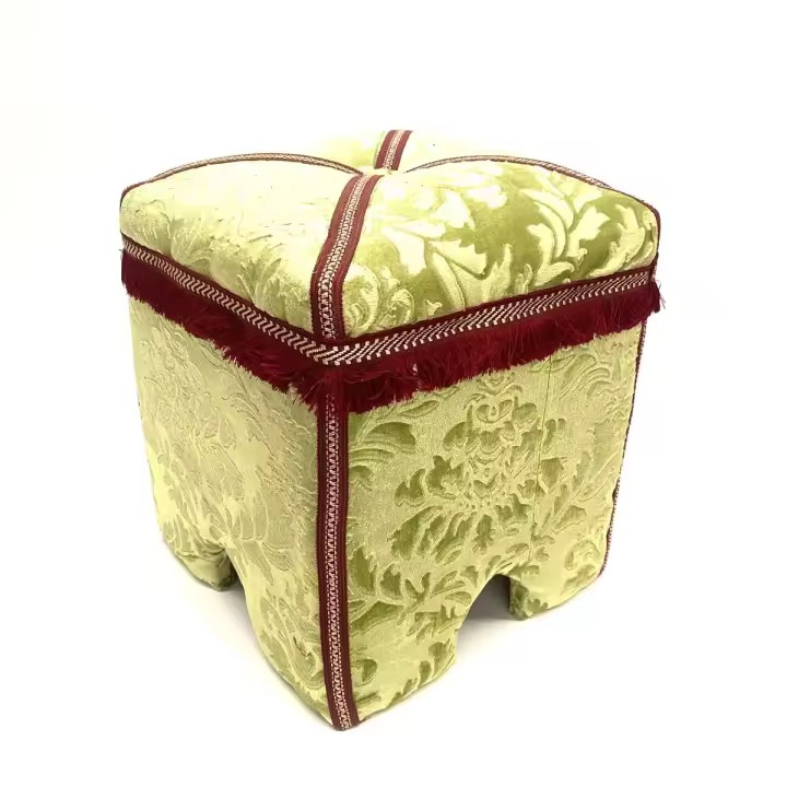 Taburete Marroquí de Madera Tapizado - 1