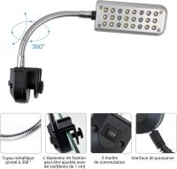 Luz LED para acuario pequeño, mini abrazadera de acuario ajustable 24 LED bicolor iluminación LED (18 blanco 6 azul) 2 modos 1,5 W 20-30cm - details 0