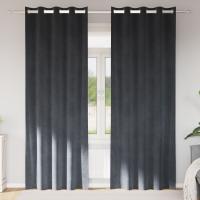 Cortinas Blackout vidaXL con ojales 2 pcs Gris Claro Terciopelo - details 0
