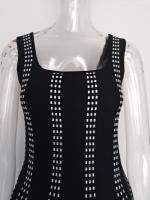 New Summer 2025 Mujer Sin Mangas Vestido De Encaje Negro Con Patrón Geométrico De Alta Calle Moda Europea Y Americana - details 12