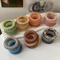 Set De 5 Scrunchies De Cordón De Teléfono Colores Gradientes Y Estampado a Cuadros Accesorios Para El Cabello Elásticos De Goma Para Mujer - details 3