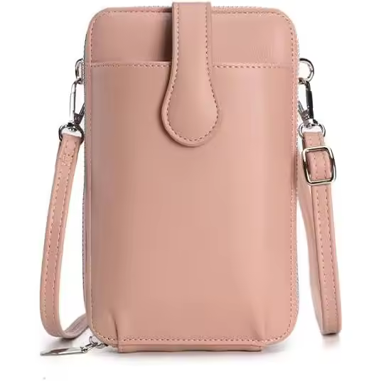 Bolsos bandolera Pequeños para Mujer, Cartera de Piel intética para teléfono, monederos Pequeños para Mujer, Monedero para Celular, Rosa - 1