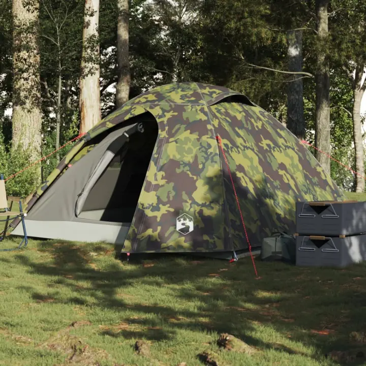 vidaXL Tienda de campaña iglú para 4 personas impermeable camuflaje - 1