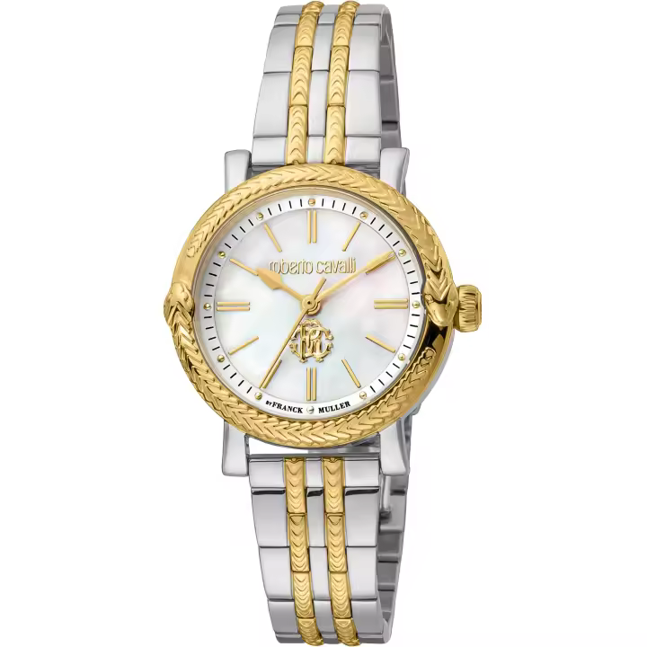 Reloj de pulsera Roberto Cavalli by Franck Muller - RV1L193M0081 correa color: Oro amarillo Gris plata Dial Mother of Pearl Nácar Blanco antiguo Mujer - 1