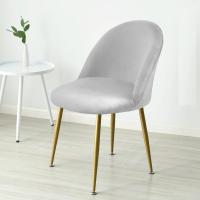 Cubierta De Silla De Velours 1pc Color Sólido Estilo Europeo Resistente a La Suciedad Stretch Para Sala De Comedor Hogar Bodas Hoteles - details 2