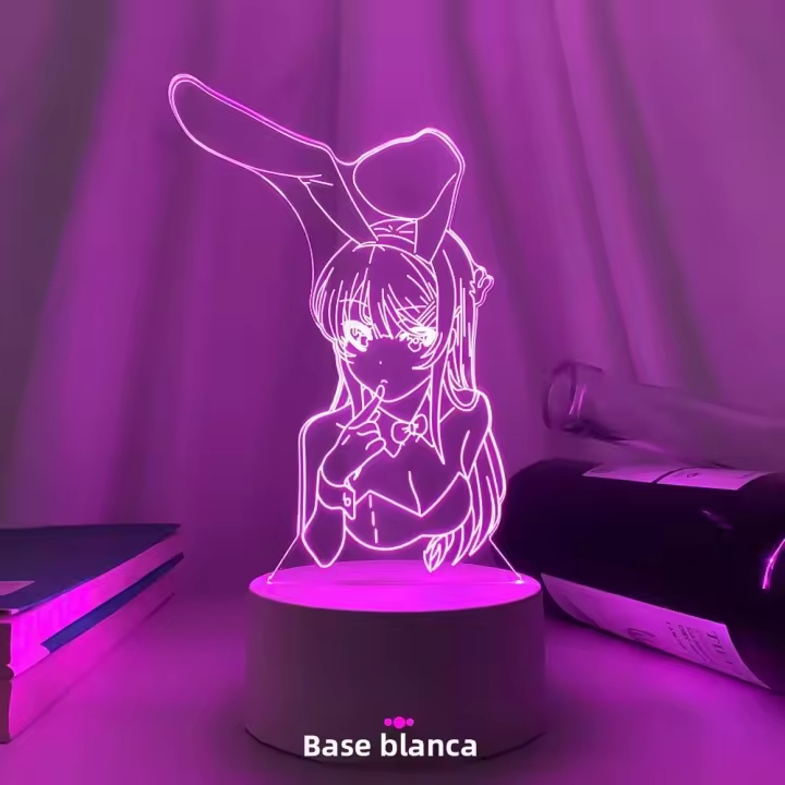 Lámpara Nocturna LED 3D Ilusión ANIME BUNNY GIRL SENPAI MAI SAKURAJIMA KAWAII Cambio De Color Multi Para Regalo De Navidad - 1