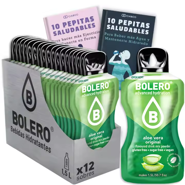Bebida Bolero ALOE VERA  Hidratante Sin Azucar en sobres de 9grs  + Pepitas Saludables para una vida más sana by Cia&Co - 1