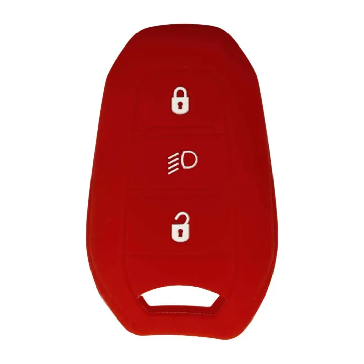 AUTOZOCO Funda Silicona Mando Llave del Coche 3 Botones, Compatible con Peugeot 301-408 - 508-2008 -3008-4008 - 5008, Citroen C4L - C3-XR - DS5LS - DS6 -DS7, Rojo - 1
