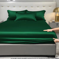 Sábana Básica Moderna De Satén En Color Sólido Verde Oscuro Sábana Ajustable Para Cama Colchón Excluido De La Dormitorio Ropa De Cama - details 4