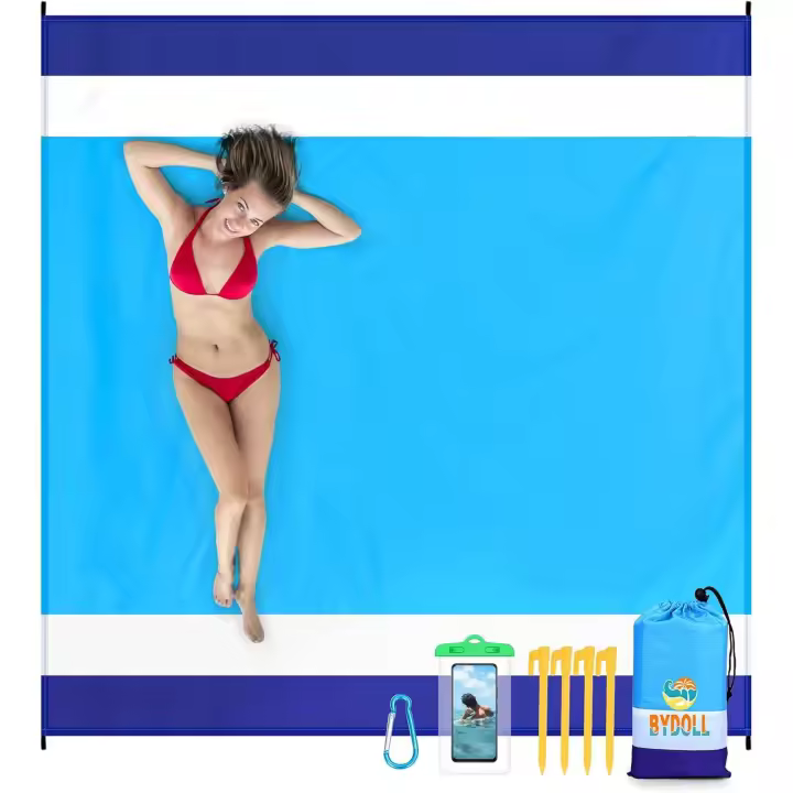 Manta de Playa impermeable a prueba de Arena de gran tamaño y Liviana de 81 ''× 83'' para 4-7 Adultos, Manta de Playa Grande, Manta de Playa para Viajes, campamentos, senderism, picnic - 1