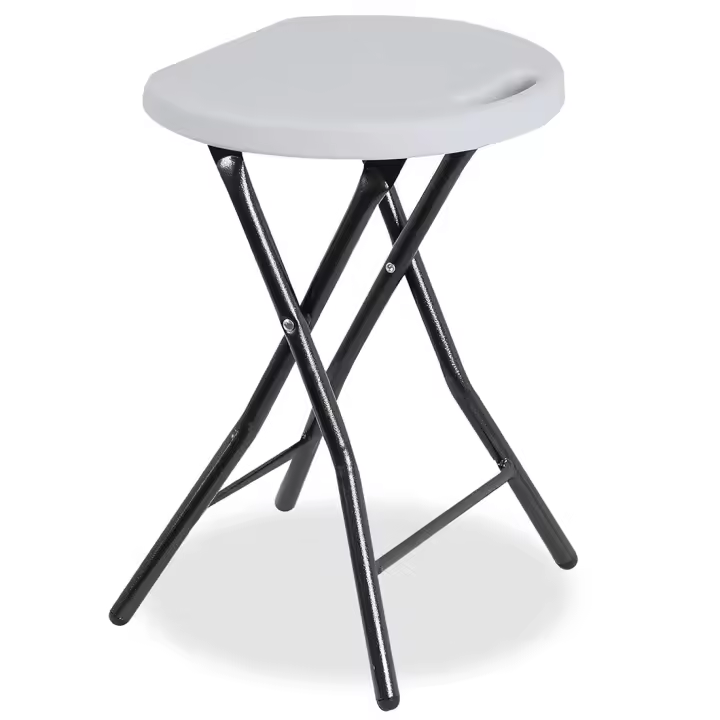 Acomoda Textil – Taburete Bajo de Coctel Portátil para Jardín, Terraza y Patio. Asiento Plegable de Interior y Exterior Resistente y Duradero, Color Blanco 30x30x45 cm. - 1