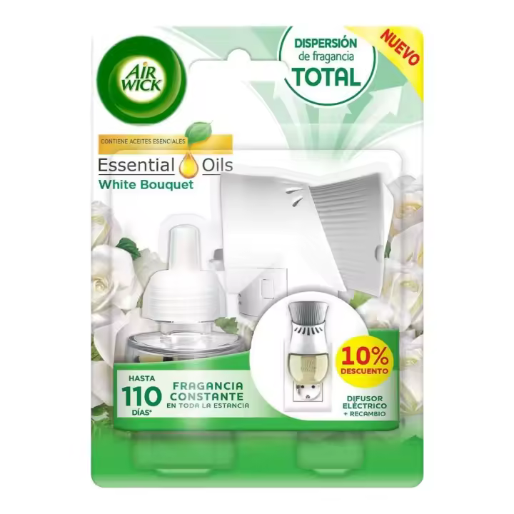 Air Wick Ambientador Eléctrico White Bouquet - 1 Aparato y 1 Recambio - 1