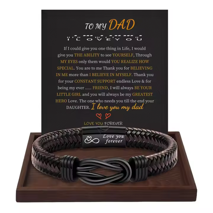 Pulsera ajustable de cuero y Maple inoxidable con símbolo de Infinito, Cierres magnético, pulsera de Cordón de cuero negro de Maple inoxidable Grabado - 1