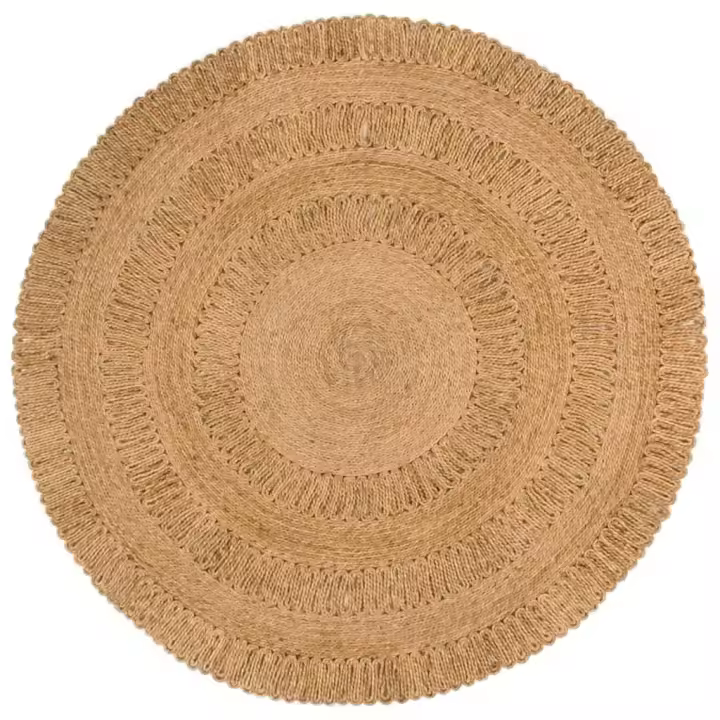 vidaXL Alfombra de área trenzada a mano redonda yute Diámetro 120 cm,  150 cm,  180 cm y mas Alfombras de área  Alfombra de Piso para Sala de Estar Dormitorio Habitación Salón - 1