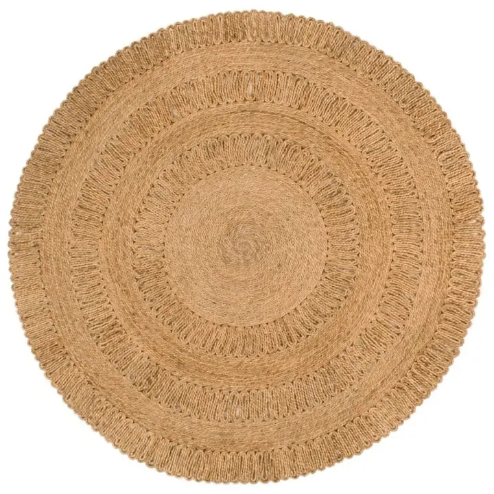 vidaXL Alfombra de área trenzada a mano redonda yute Diámetro 120 cm,  150 cm,  180 cm y mas Alfombras de área  Alfombra de Piso para Sala de Estar Dormitorio Habitación Salón - 1