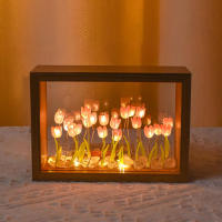 20PCS Luz Nocturna De Tulipán DIY Hecho a Mano Marco De Fotos Decoración De Hogar Atmosfera Regalo De San Valentín Navidad Cumpleaños - details 4