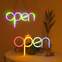 Luz De Noche LED Neon Abierto Para Decoración De Barra Pub Hotel Café Letras Luminosas Coloridas Para Ventana Forma Redonda Material ABS - details 3
