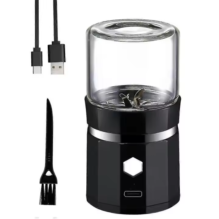 Mini amoladora eléctrica portátil hierba amoladora USB recargable con cepillo de limpieza de té de hierbas - 1