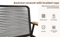 Juego de Jardín, Juego de Mesa de sofá para 4, Estructura de Hierro galvanizado, tablero de Cristal Templado, Pates regulables, incl. Todos Los Zapatos de asiento y respaldo, Negro - details 4