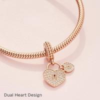Pandora Pavé-Herzschlösser Charm-Anhänger MIT 14 Karat Rosévergoldete Metallegierung und Cubic Zirkonia Steinen Moments Collection, Viene con El embalaje de Caja de regalo original. - details 2