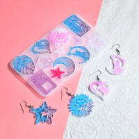 Molde De Silicona Para Pendientes De Joyería DIY Epoxy Resina Formas De Corazón Hojas Luna Creativo Molde De Collarines Para Manualidades - details 4