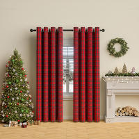 Cortinas De Navidad a Cuadros Térmicas Y Antipolvo Con Anillos Para Ventanas Cortina Negra Para Dormitorio Y Sala De Estar - details 1