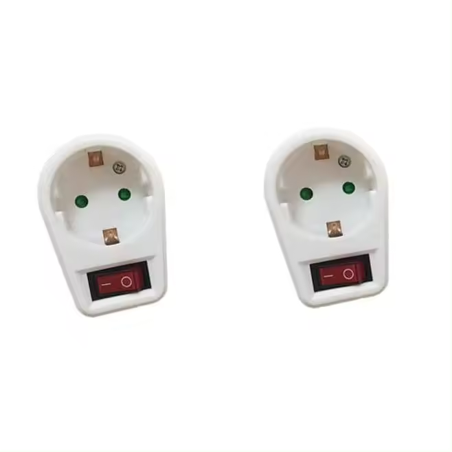Enchufe con interruptor para la toma de corriente Adaptador enchufe para 1 tomas de tierra, enchufe con mayor protección accidental. - 1