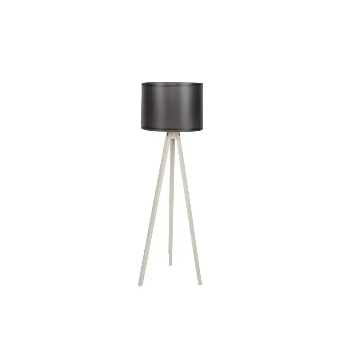 Lámpara de Pie Wellhome con Estructura de MDF en Color Negro y Crema, Pantalla de Polipropileno y Certificado CE - 1