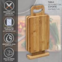 XOCOTŌ® Juego de tablas de cortar de bambú de 5 piezas - Tablas de desayuno con soporte para tablas - Platos pequeños para servir sostenibles - Tablas para pan con soporte (5 partes - bambú) - details 1