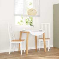 vidaXL Sillas de comedor 2 unidades madera maciza de caucho en color Blanco/Blanco y gris/Natural y claro y más | cómodas modernas ergonómicas para comedor cocina salón hogar - details 6