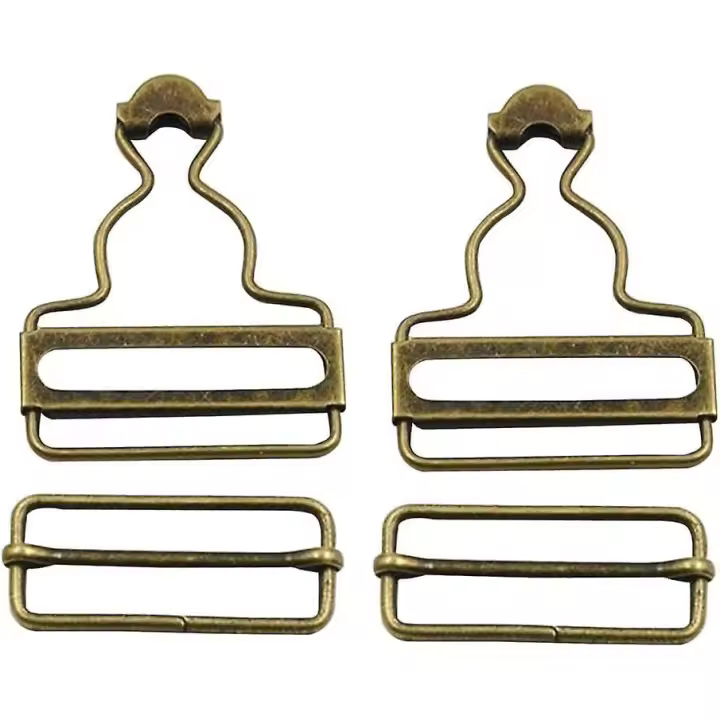 Metal Dungaree Buckles With Rectangle Slider Fasteners For Suspenders And Straps 3.8mm Inner Width 2sets (bronze) - 1