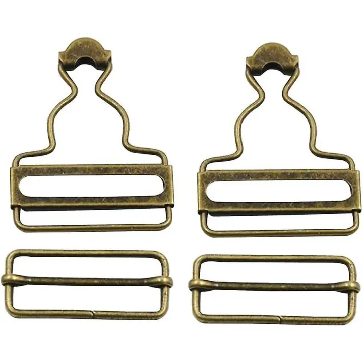 Metal Dungaree Buckles With Rectangle Slider Fasteners For Suspenders And Straps 3.8mm Inner Width 2sets (bronze) - 1