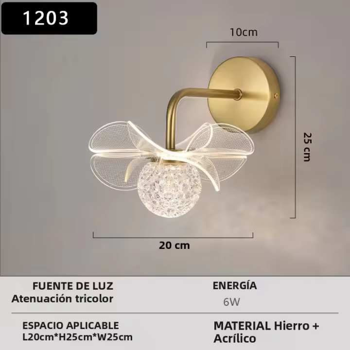 Lámpara De Pared LED Moderna En Forma De Flor Electroplateada Iluminación Para Dormitorio Estudio Comedor Sala De Estar Decoración De Fondo - 1