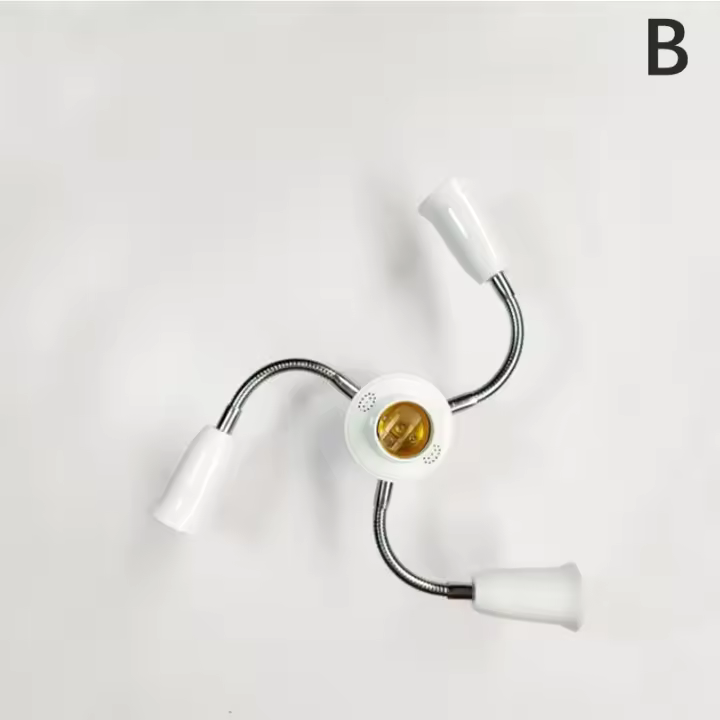 Soporte De Luces LED Ajustable En Blanco Con Base E27 Splitter Y Conector De Tubo Extensión Para Bombillas Convertidor De Soporte De Lámpara - 1