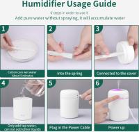 Humidificador de aire LED de 300 ml, difusor de aroma USB, purificador de aire para automóvil con luces LED de colores, color blanco - details 2