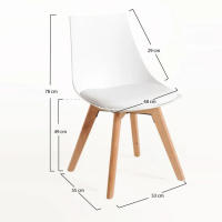 ORION91 Silla ALFA Acolchado Color Blanco Patas Madera de Haya 48x55x78cm Comedor Oficina Salón Teletrabajo Cocina - SpazioLuzio - details 0