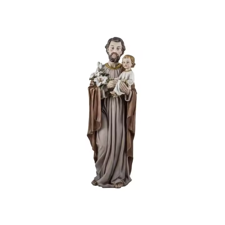 San José figura religiosa 59 cm. con niño en brazos imagen resina color - 1