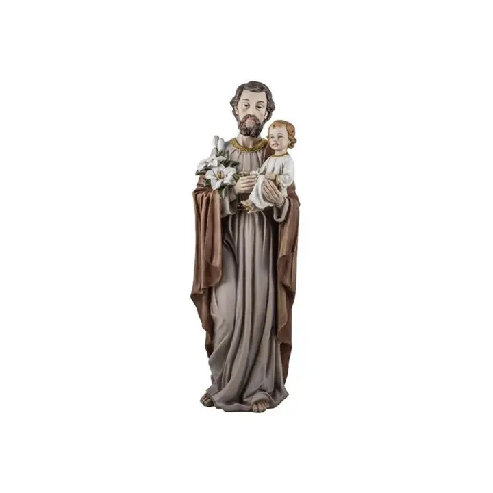 San José figura religiosa 59 cm. con niño en brazos imagen resina color - 1