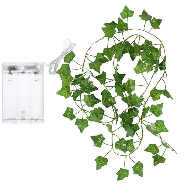 Luz De Enredadera Artificial De Iva Con 10M-2M De Longitud Operada Por Batería Para Decoración De Navidad Árbol Cortina Dormitorio Bodas - 1