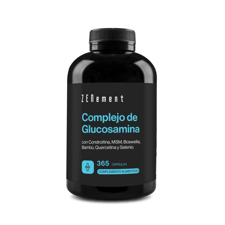 Complejo de Glucosamina con Condroitina, MSM, Boswellia, Bambú, Quercetina y Selenio. - 365 Cápsulas Zenement